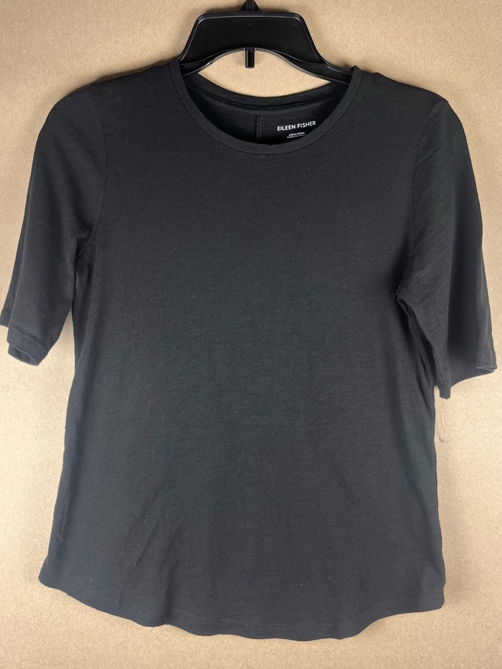 NWOT Eileen Fisher Organic Cotton Short Sleeve Scoop Neck Tee Black XXS